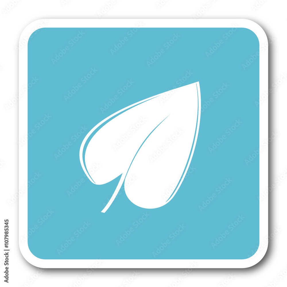 leaf blue square internet flat design icon leaf blue square internet flat design icon