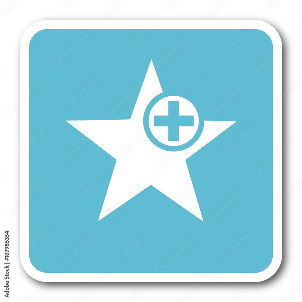 Fototapeta premium star blue square internet flat design icon