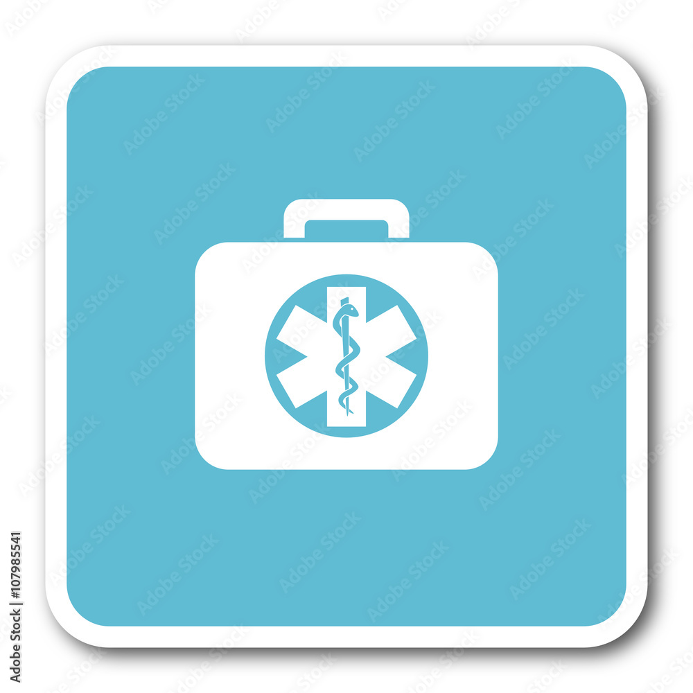 rescue kit blue square internet flat design icon rescue kit blue square internet flat design icon