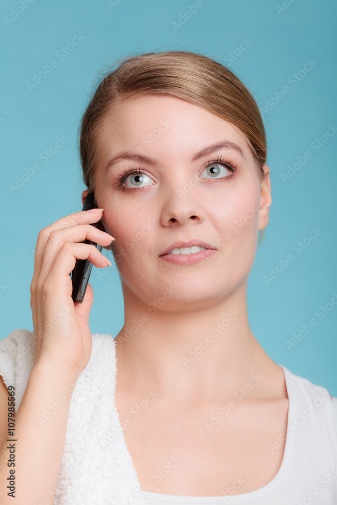 Young woman talk on mobile phone. Young woman talk on mobile phone.