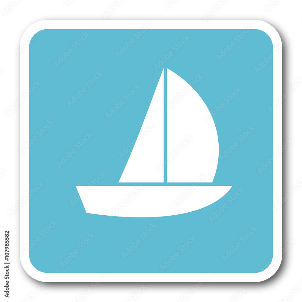 yacht blue square internet flat design icon yacht blue square internet flat design icon