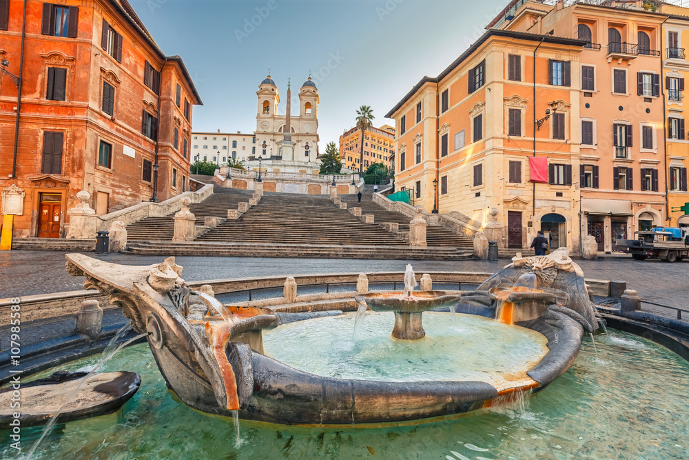 Spanish Steps at morning in Rome, Italy