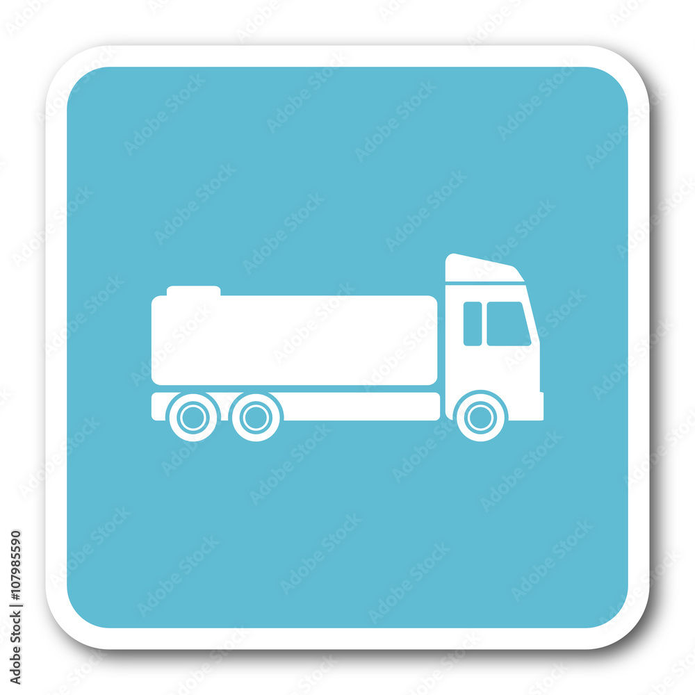 truck blue square internet flat design icon