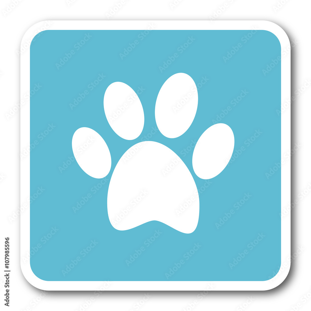 foot blue square internet flat design icon