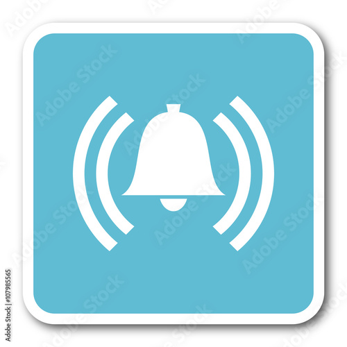 alarm blue square internet flat design icon