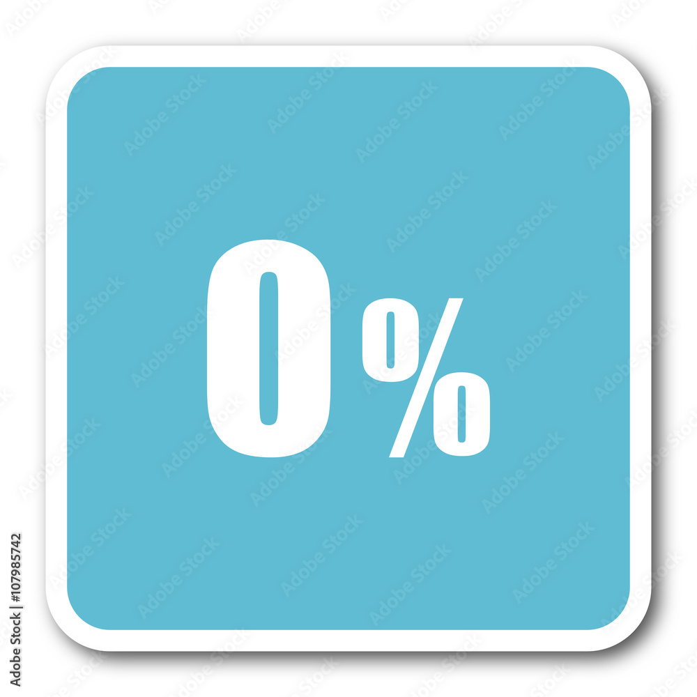 0 percent blue square internet flat design icon 0 percent blue square internet flat design icon