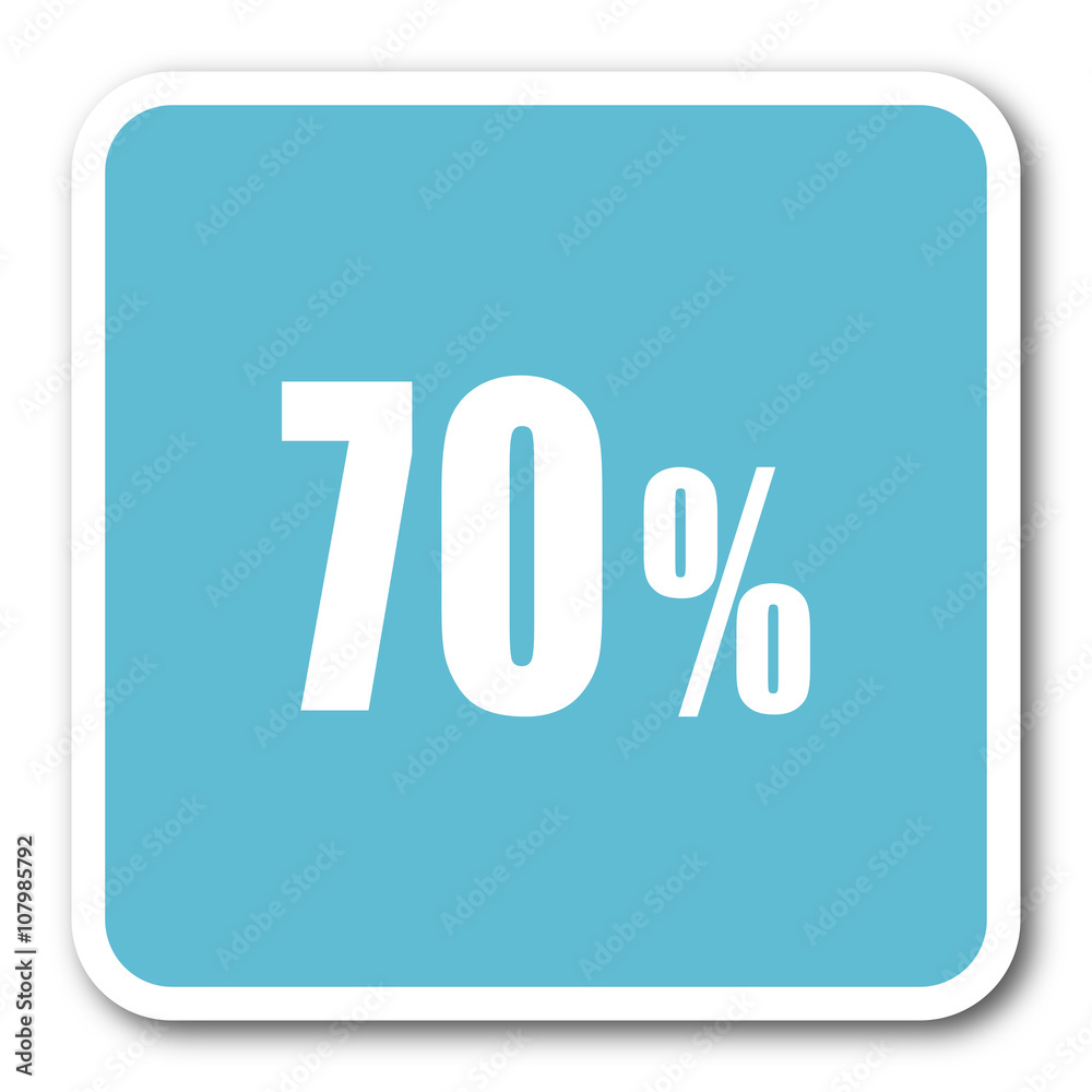 70 percent blue square internet flat design icon 70 percent blue square internet flat design icon