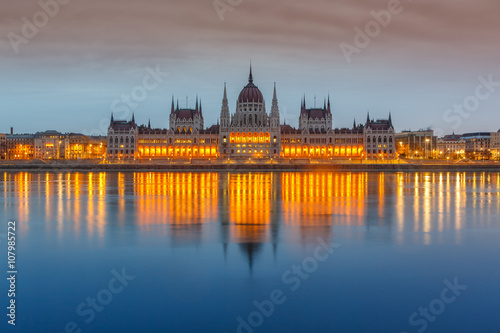 Parliament building at dusk  Budapest