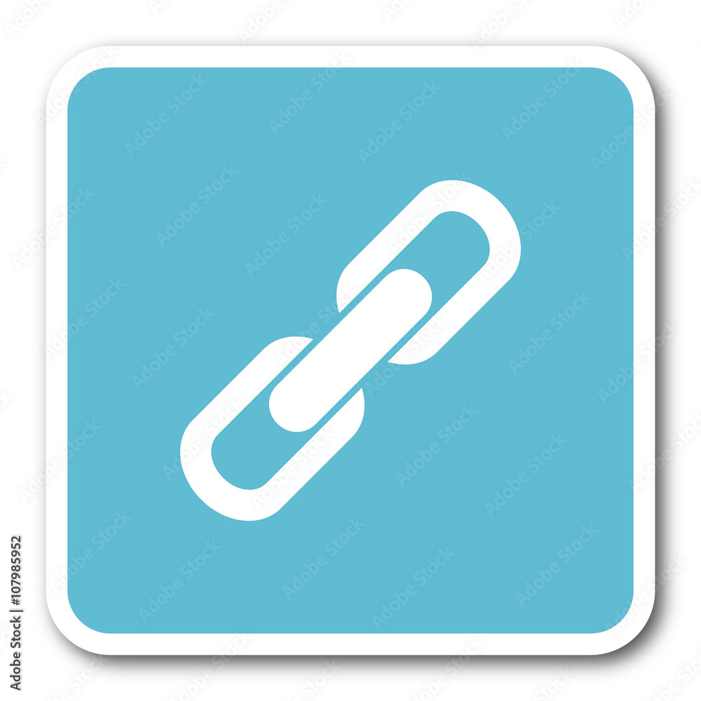 link blue square internet flat design icon