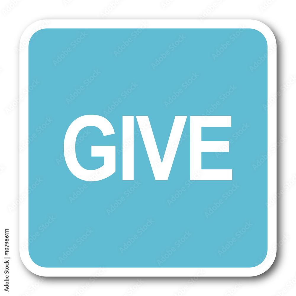 give blue square internet flat design icon give blue square internet flat design icon