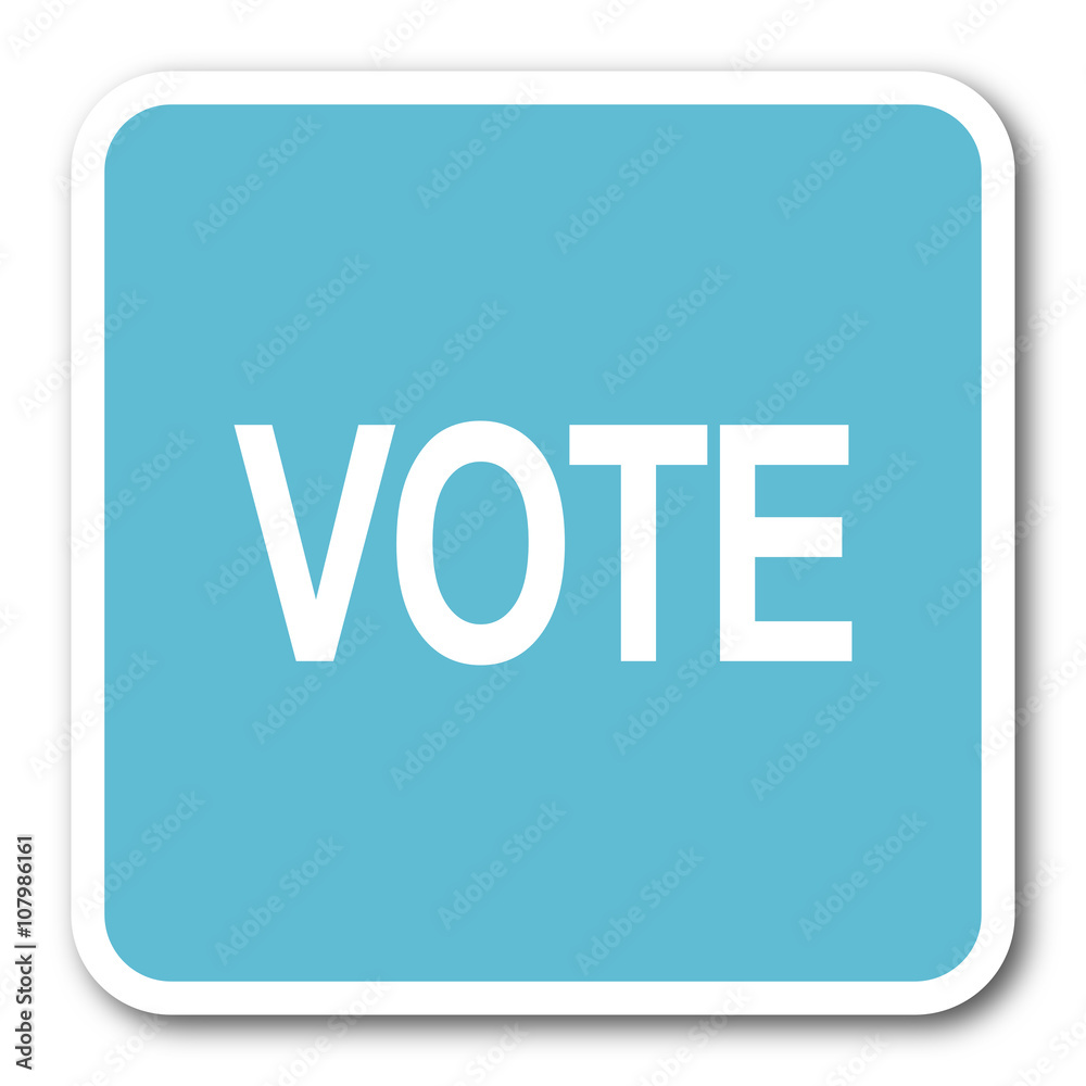 vote blue square internet flat design icon