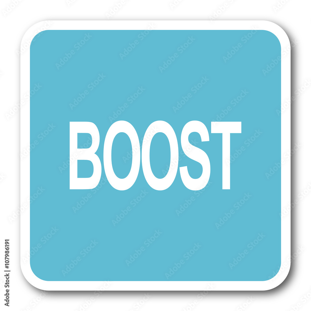 boost blue square internet flat design icon boost blue square internet flat design icon