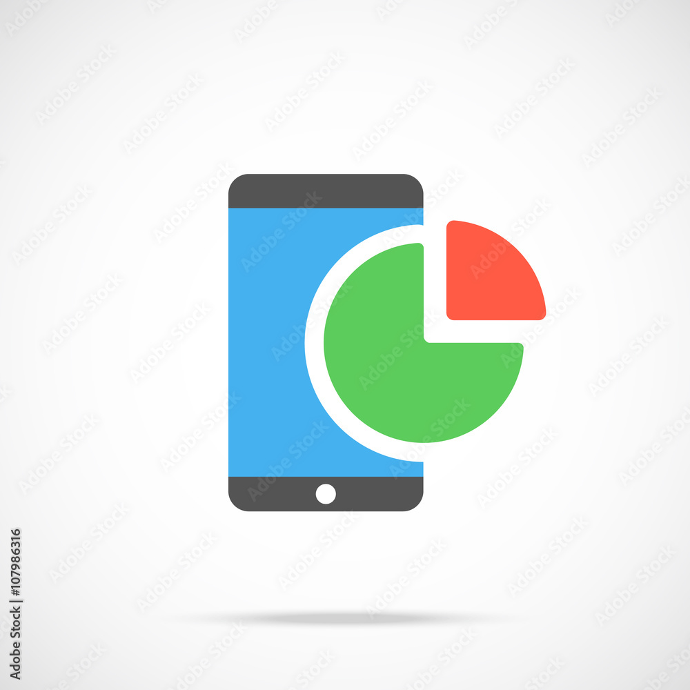 Vector smartphone and chart icon. Modern flat design vector illustration Vector smartphone and chart icon. Modern flat design vector illustration
