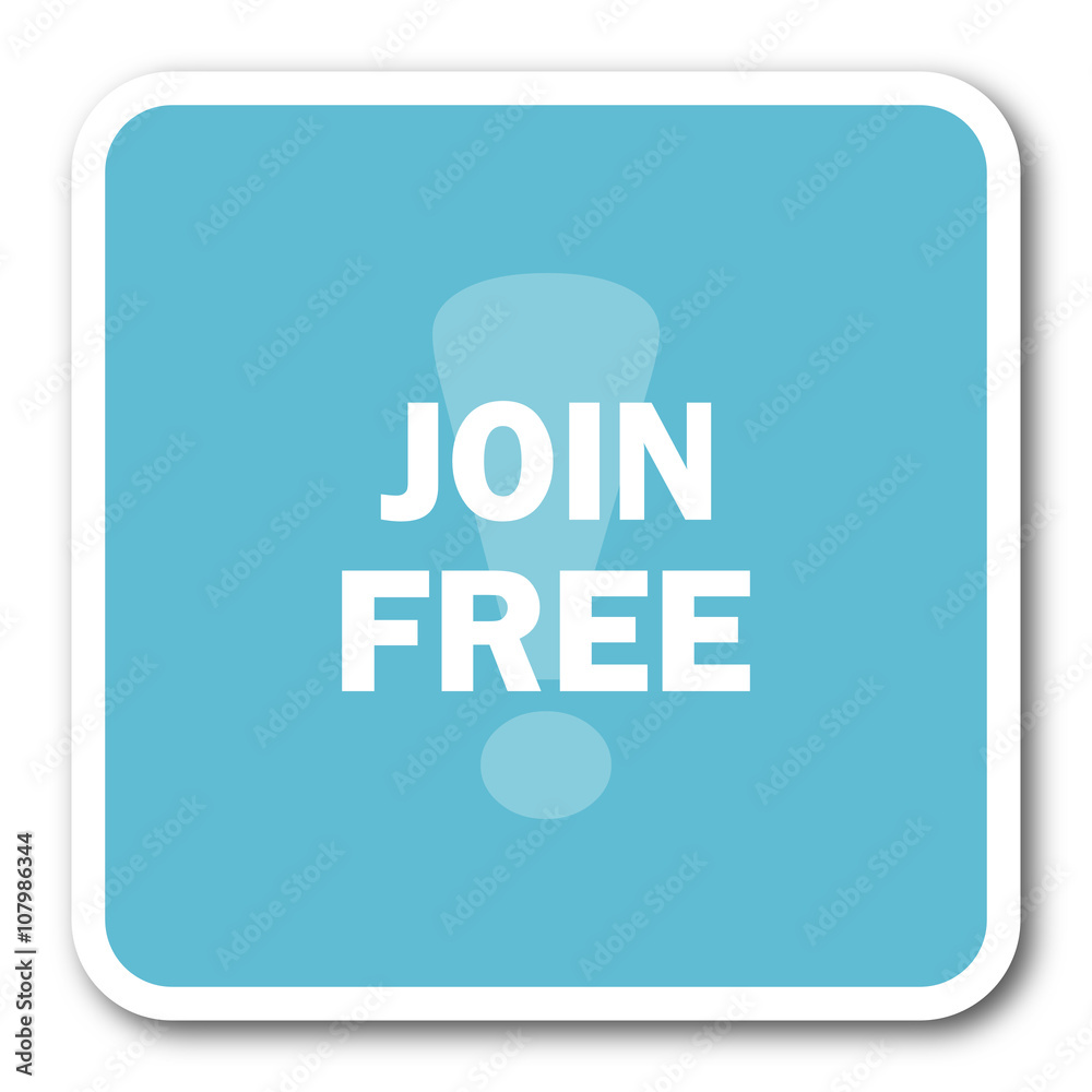 join free blue square internet flat design icon join free blue square internet flat design icon
