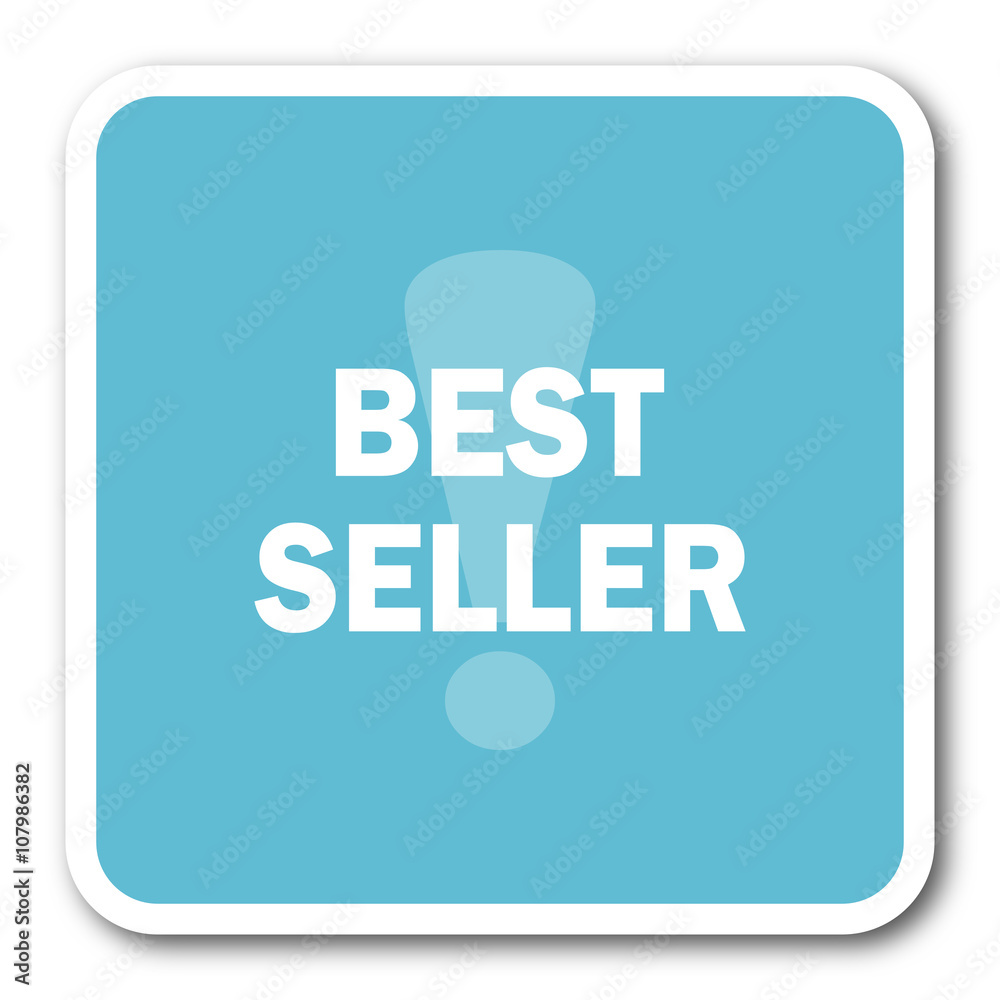 best seller blue square internet flat design icon best seller blue square internet flat design icon