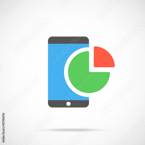 Vector smartphone and chart icon. Modern flat design vector illustration