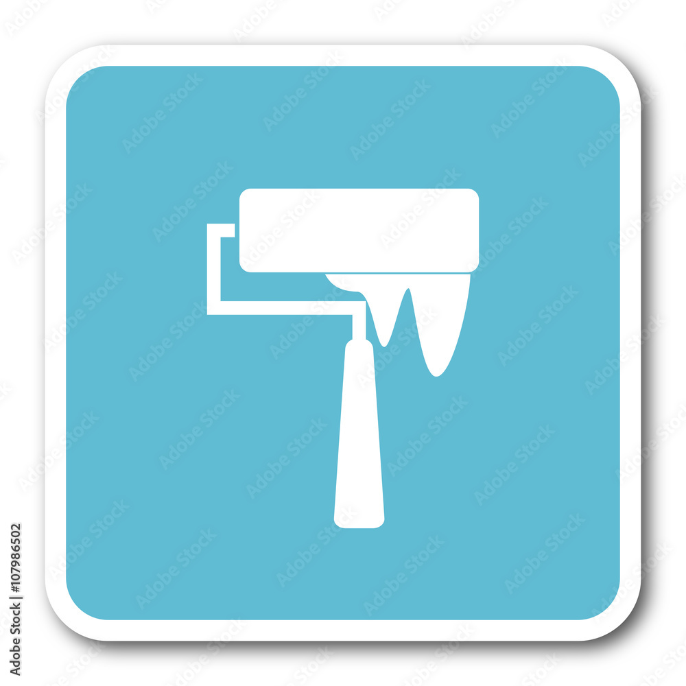 brush blue square internet flat design icon brush blue square internet flat design icon