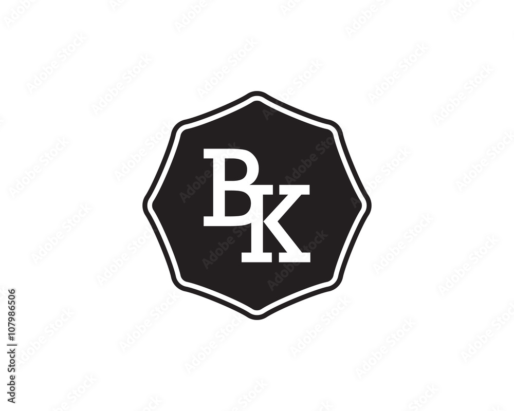 Obraz premium BK retro initial monogram letter logo. vintage label typography .