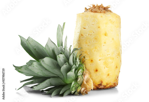 Peeled pineapple isolated on white