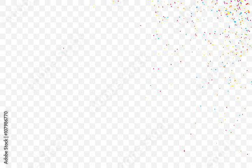 Abstract colorful confetti background. Isolated on transparent background. Holiday illustration.
