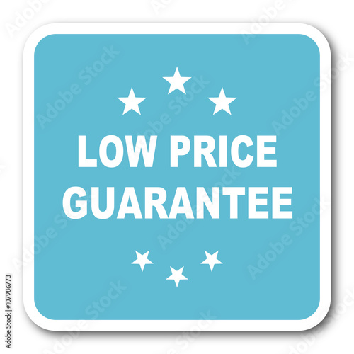 low price guarantee blue square internet flat design icon