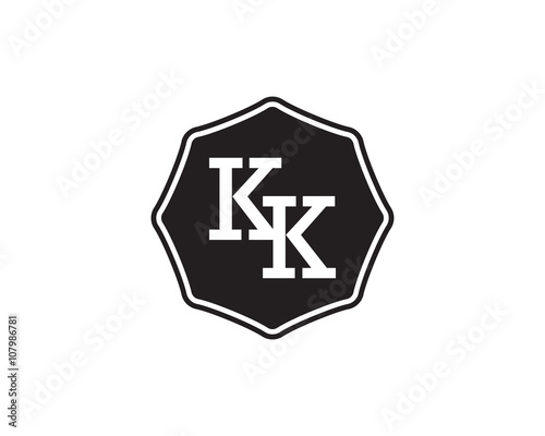 KK retro initial monogram letter logo. vintage label typography.