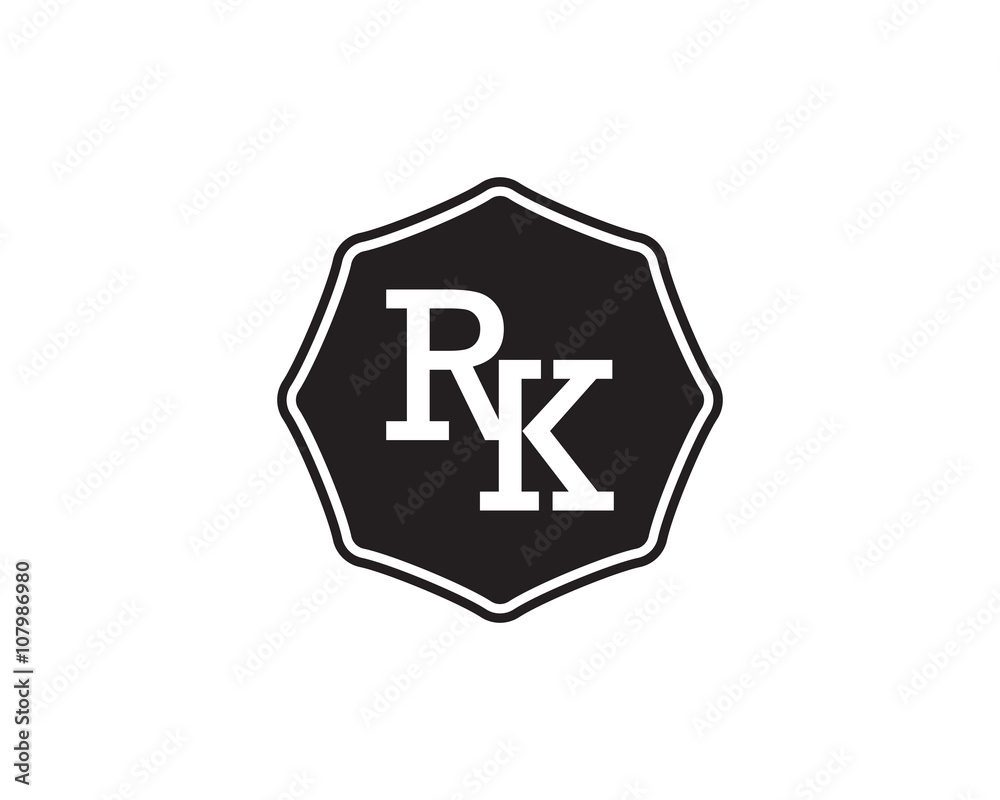 Obraz premium RK retro initial monogram letter logo. vintage label typography.