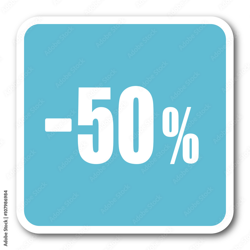 50 percent sale retail blue square internet flat design icon 50 percent sale retail blue square internet flat design icon
