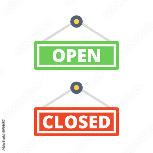 Open door sign and closed door sign set