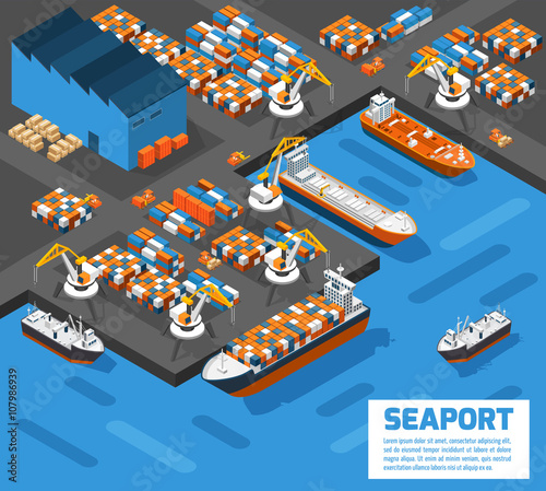 Seaport Isometric Aerial View Poster  