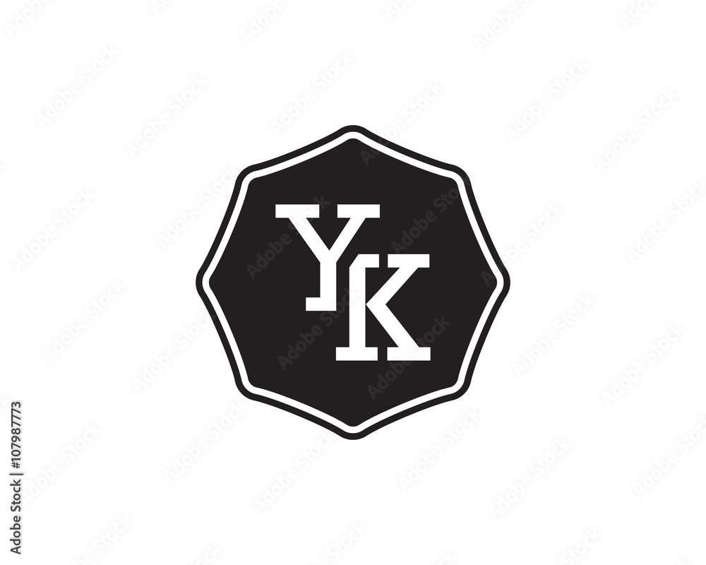 Obraz premium YK retro initial monogram letter logo. vintage label typography.