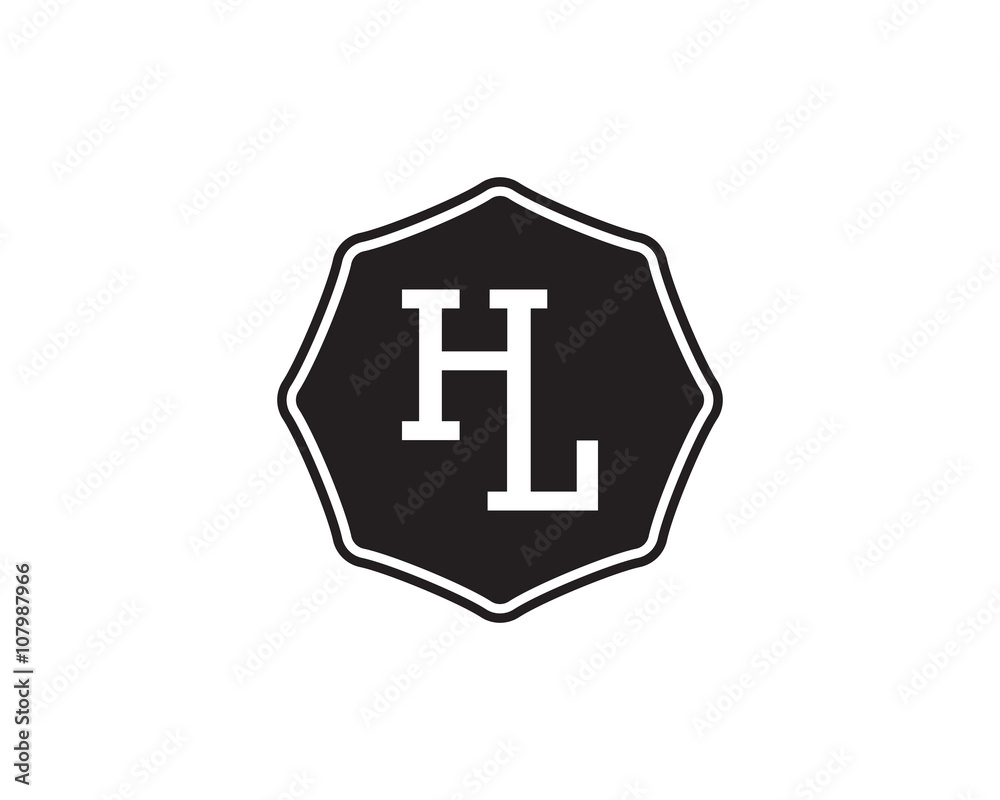 Obraz premium HL retro initial monogram letter logo. vintage label typography.