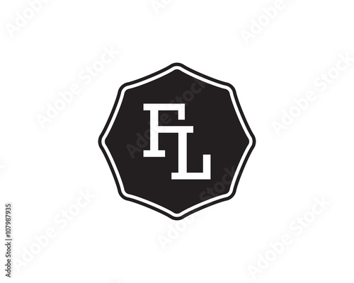 FL retro initial monogram letter logo. vintage label typography.