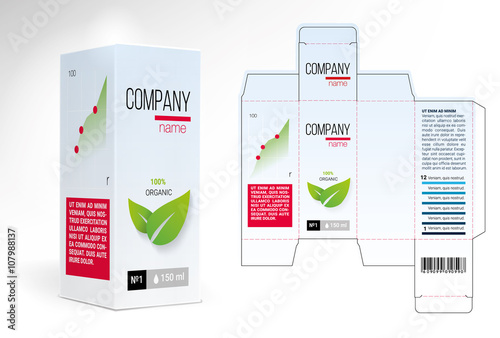 Box design, die-stamping. Vector template photo