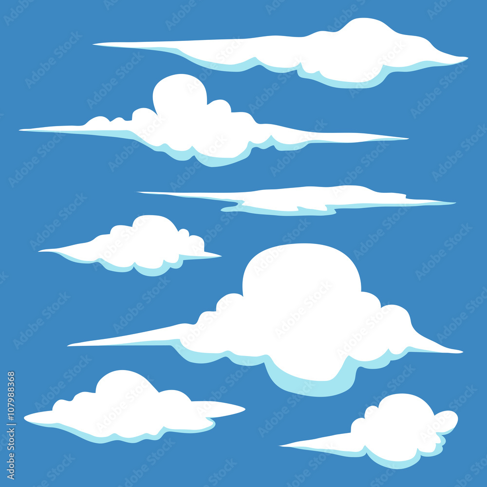 Set of Hand Drawn Clouds in Different Shape And Sizes Set of Hand Drawn Clouds in Different Shape And Sizes