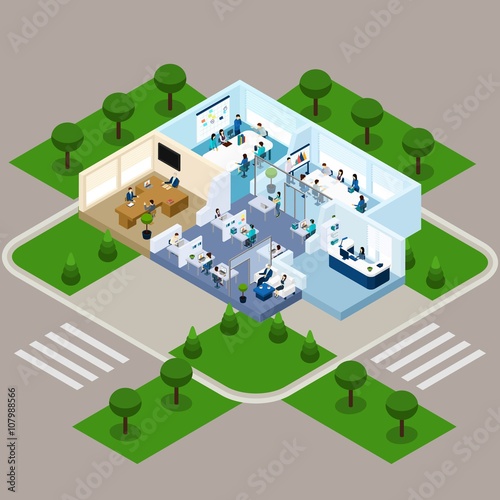 One Storied Office Isometric Interior