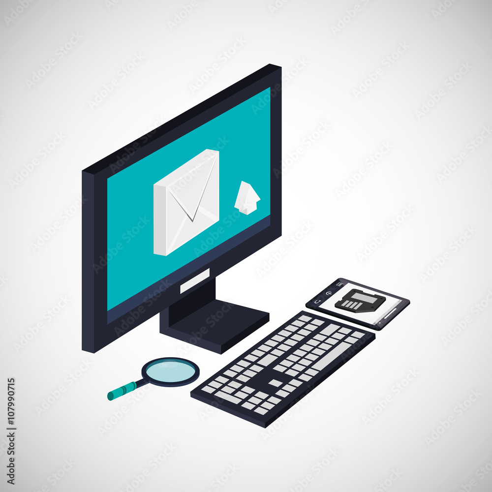 Icon of isometric computer design, vector illustration Icon of isometric computer design, vector illustration