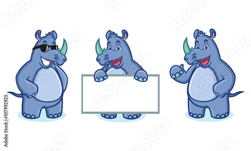 Blue Rhino Mascot happy