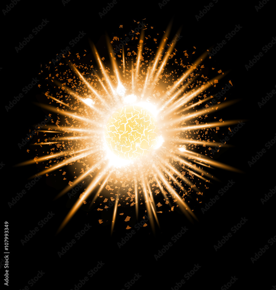 Fototapeta premium Gold grand explosion planet