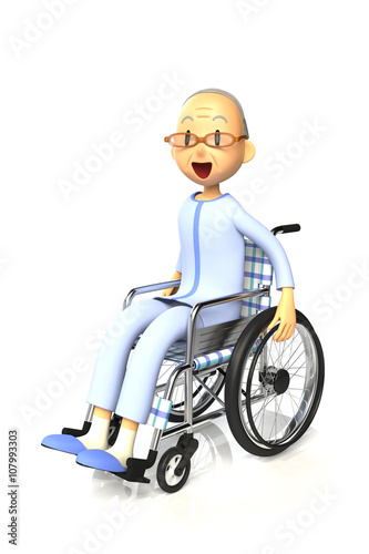 車椅子を使っている老人