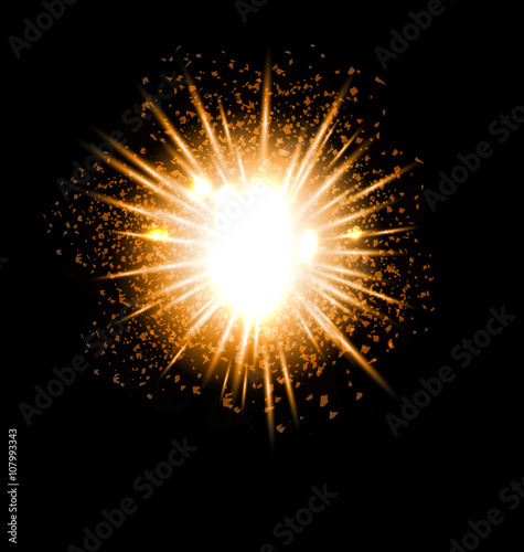 Explosion fireworks powerful bright ray