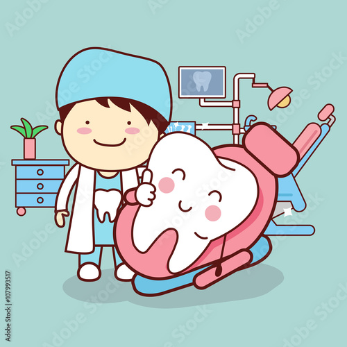 cartoon dentist with tooth