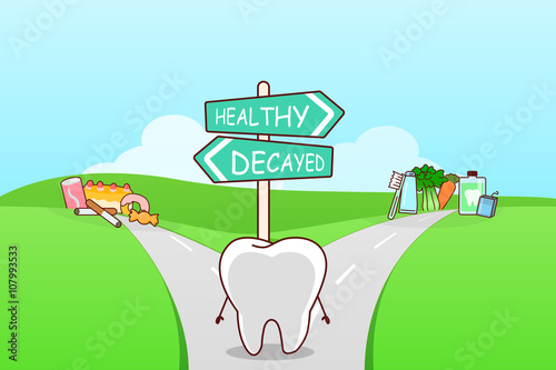 cute cartoon tooth think confused