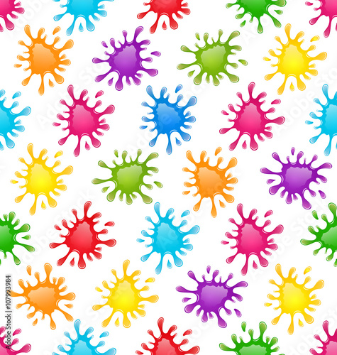 Seamless Fun Pattern with Multicolored Blots