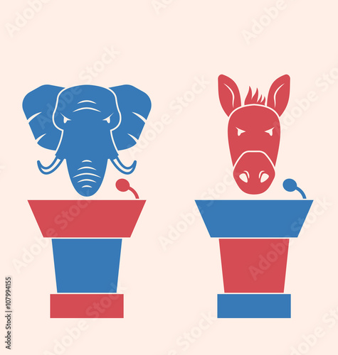Donkey and Elephant as a Orators Symbols Vote of USA