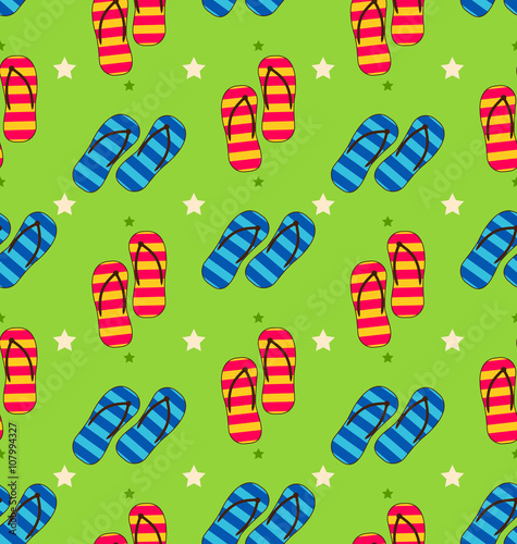Summer Seamless Pattern with Set of Pair of Flip-flops