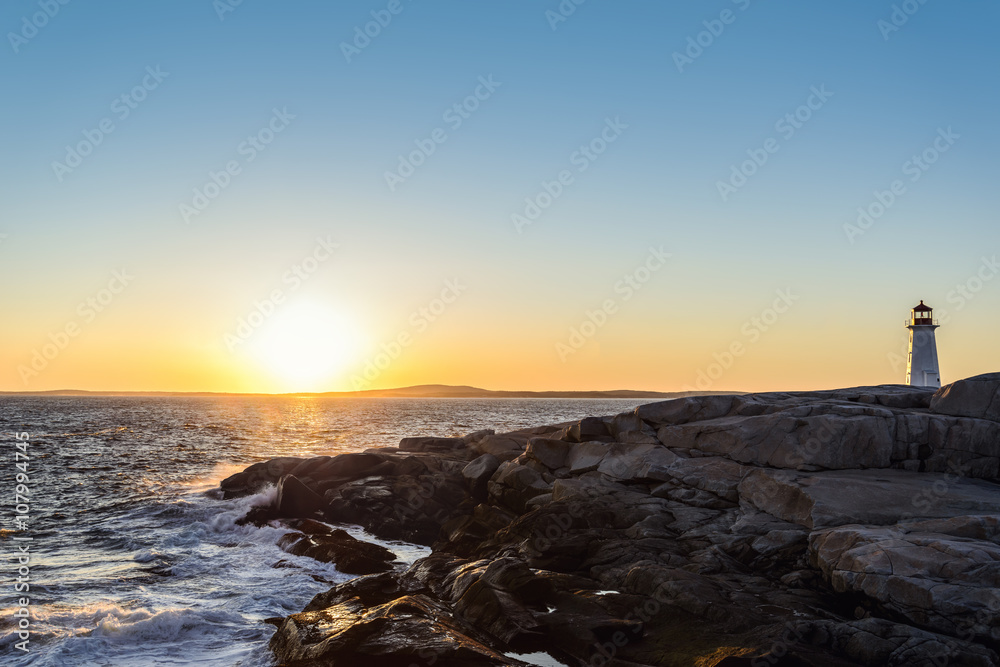 Peggys Cove Lighthouse at Sunset