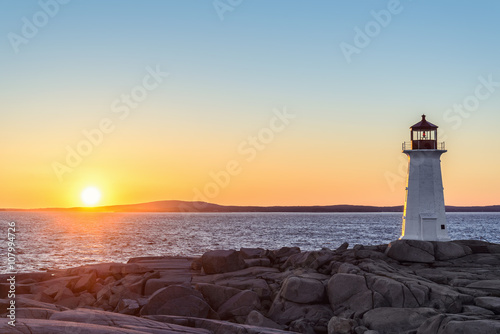 Canvas Print Peggys Cove Lighthouse at Sunset