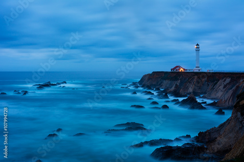 Point Arena Lighthouse in California at night