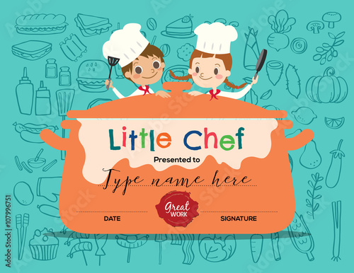 Kids Cooking class certificate design template